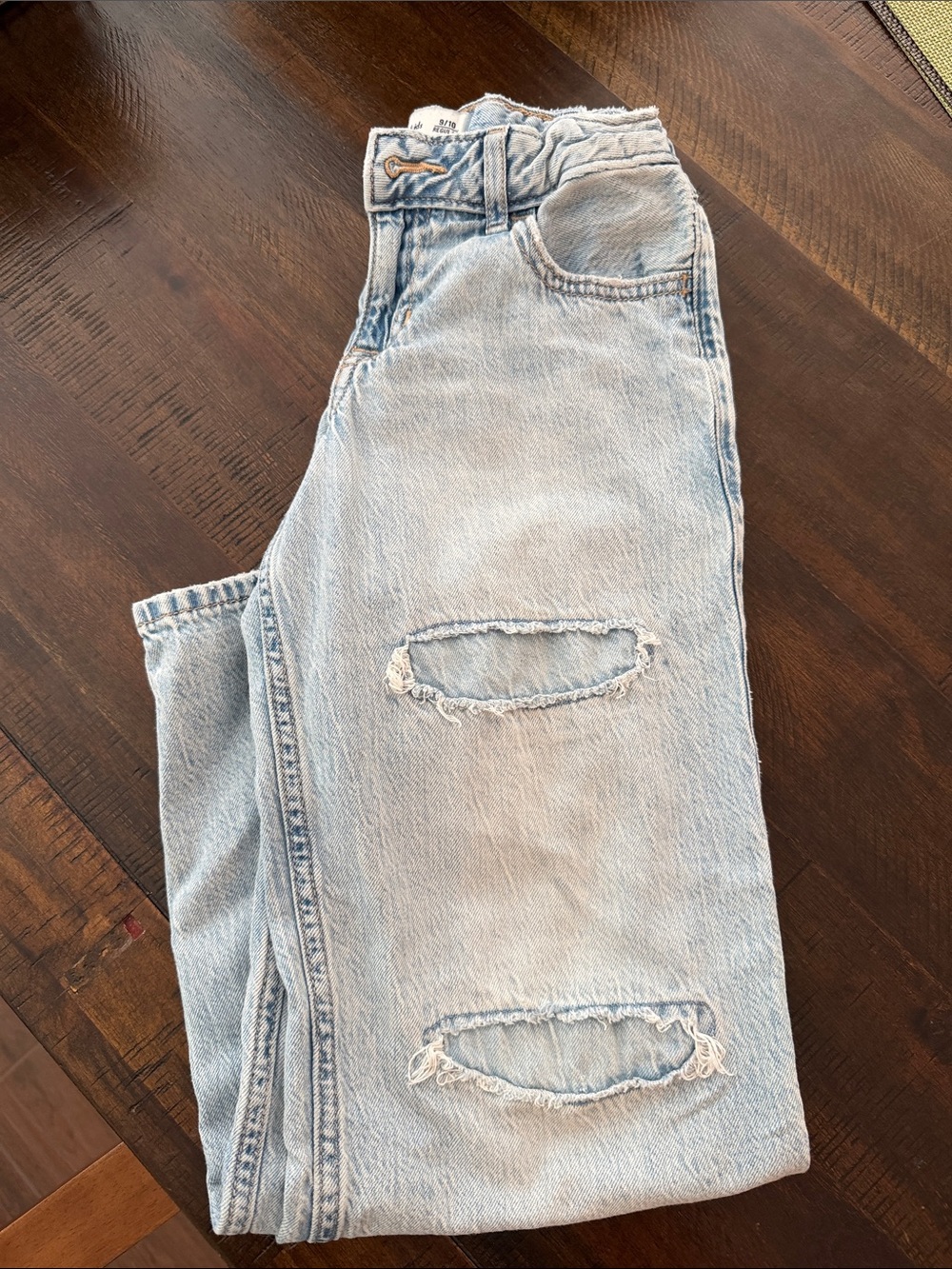 abercrombie kids Light Blue Distressed Straight Jeans
